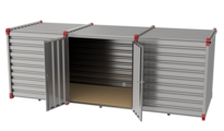 Container 6 m – double-wing door in side wall (open)