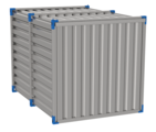 Container 3 m – double-wing door in front side - BLUE (view from the back)