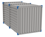 Container 4 m – double-wing door in front side - BLUE (view from the back)
