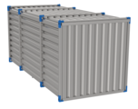 Container 5 m – double-wing door in front side - BLUE (view from the back)