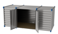 Container 5 m – double-wing door in side wall - BLUE (open)