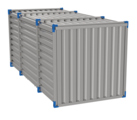 Container 5 m – double-wing door in side wall - BLUE (rear view)